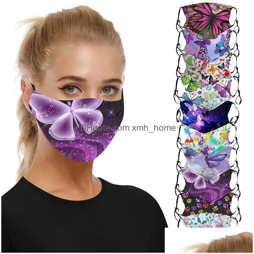 flower butterflies printed fashion face masks reusable mascarilla washable respirable dust protect respirator custom men ladies new 5jya