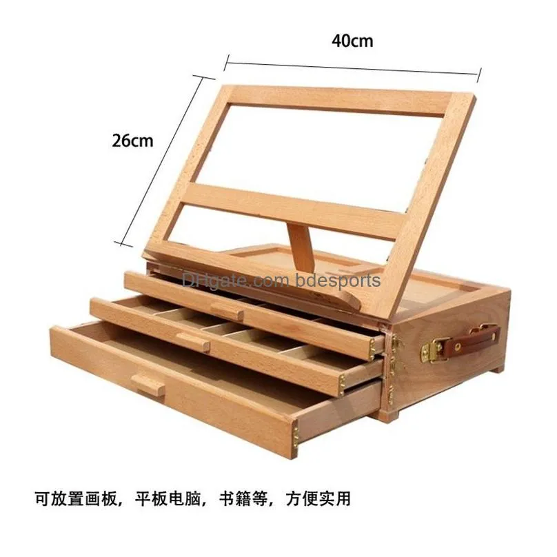 art adjustable artist beech wooden tabletop sketch box easel 3drawer portable 660 s2