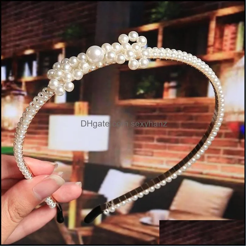 weave pearl headband beads bow crown headbands for women girls wedding bridal hair hoop fashion jewelry