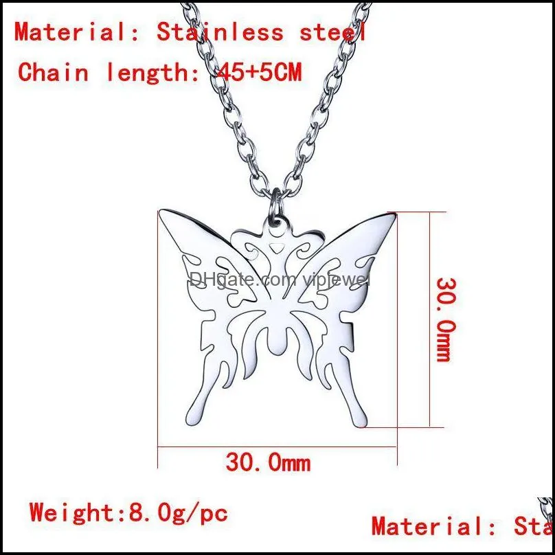 stainless steel heart butterfly necklace pendants hollow for women fashion jewelry gift