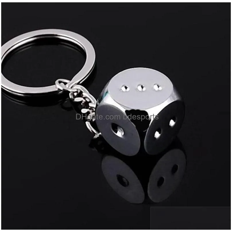  dhs hot keychains super deal new creative key chain metal genuine personality dice alloy keychain for car key ring trinket 174 j2
