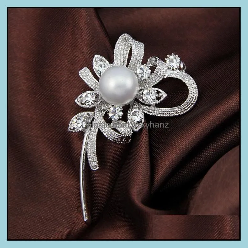 crystal flower brooch pin business suit tops wedding formal dress corsage rhinestone brooches for women men fashion jewelry