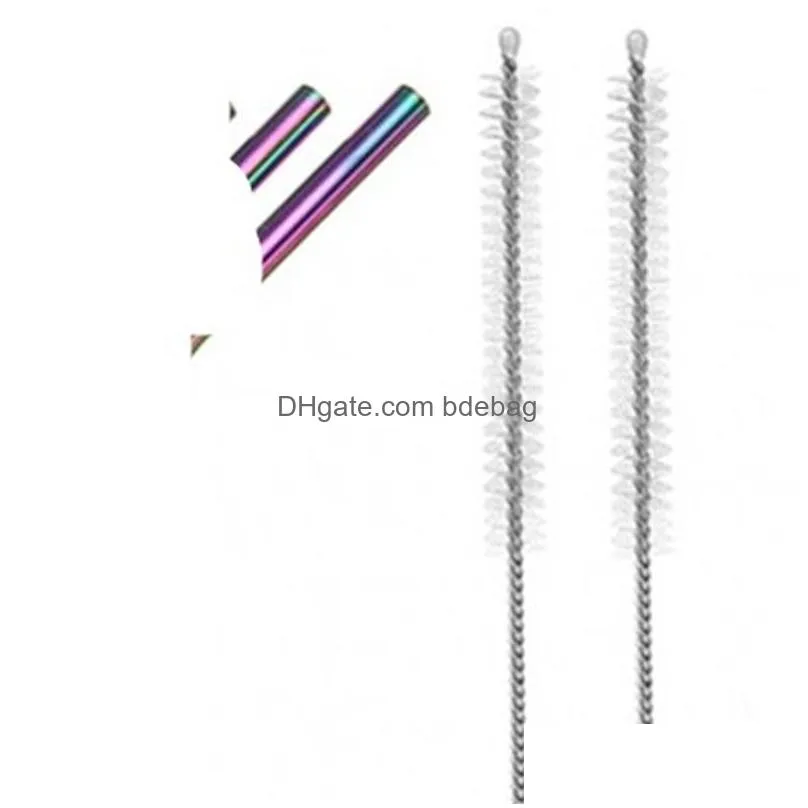 6mm diameter drinking straw suit rainbow stainless steel tubularis set with cleaning brushes suction tubes kit accesorios de cocina 13jm