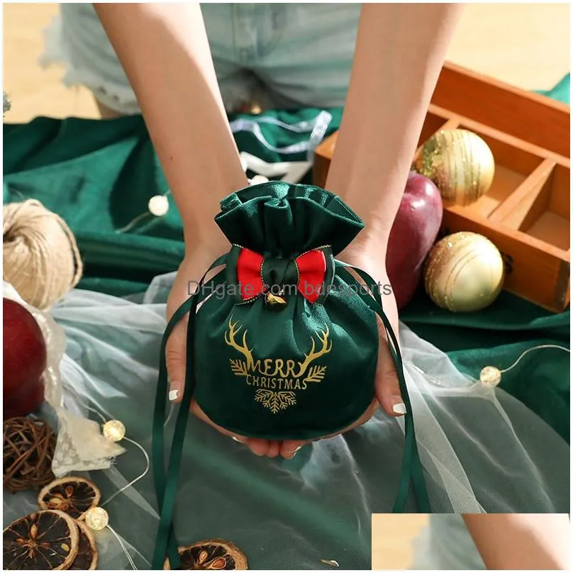 christmas decor gift bag creative design red green  candy box storage flannelette drawstring bag decorations for home 3 1xy d3