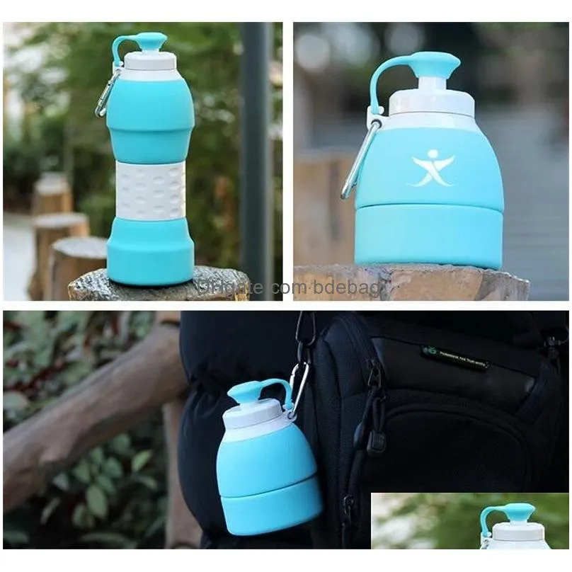 580ml silicone fold mug outdoors motion travel cup eco friendly portable tumbler sell well with different color 19 7qh j1