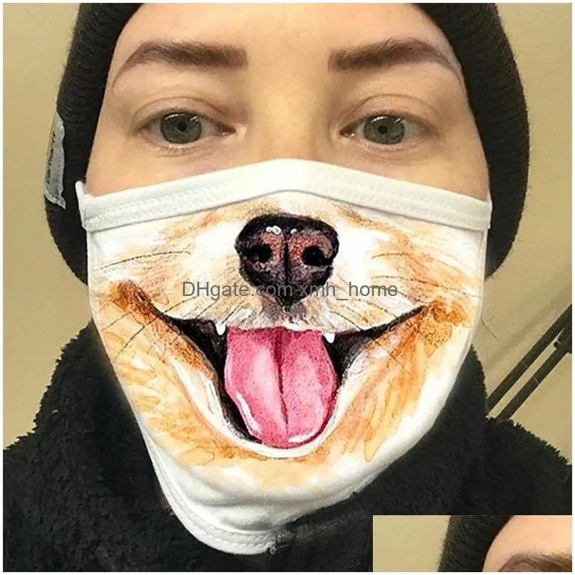 black dog tooth mouth respirator protection cloth reusable mascarilla dustproof fashion face mask earloop breathable girl boy 5mg b2