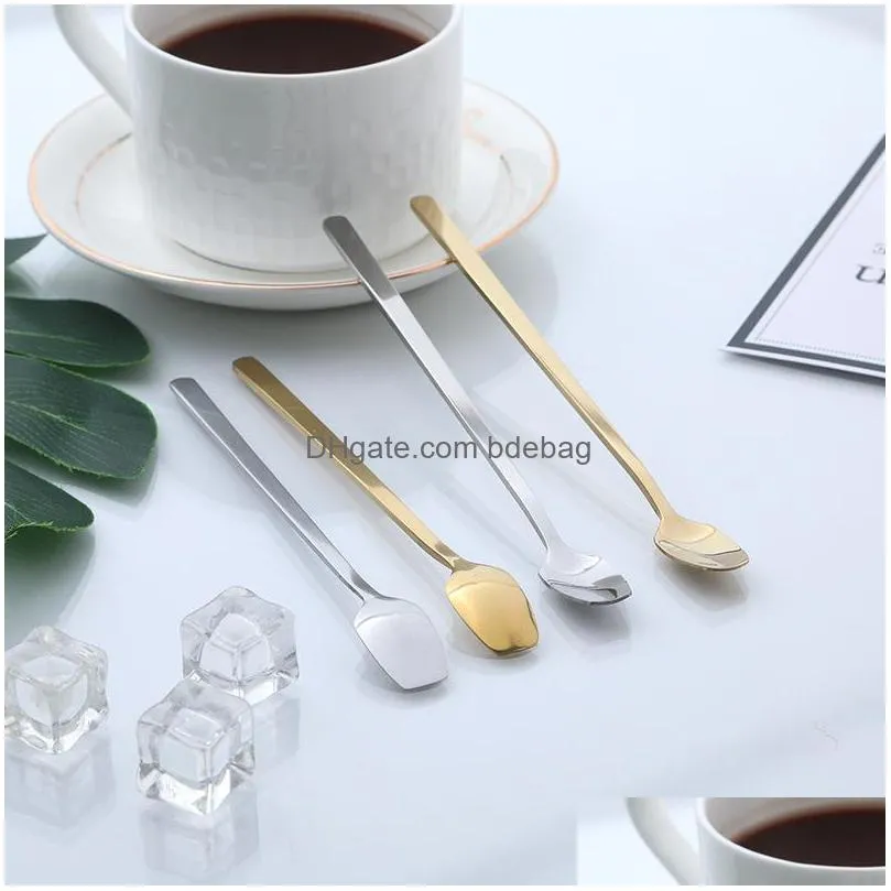 long handle square head stirring spoons stainless steel coffee ice scoop pure color sell well with different size 0 72wx j1