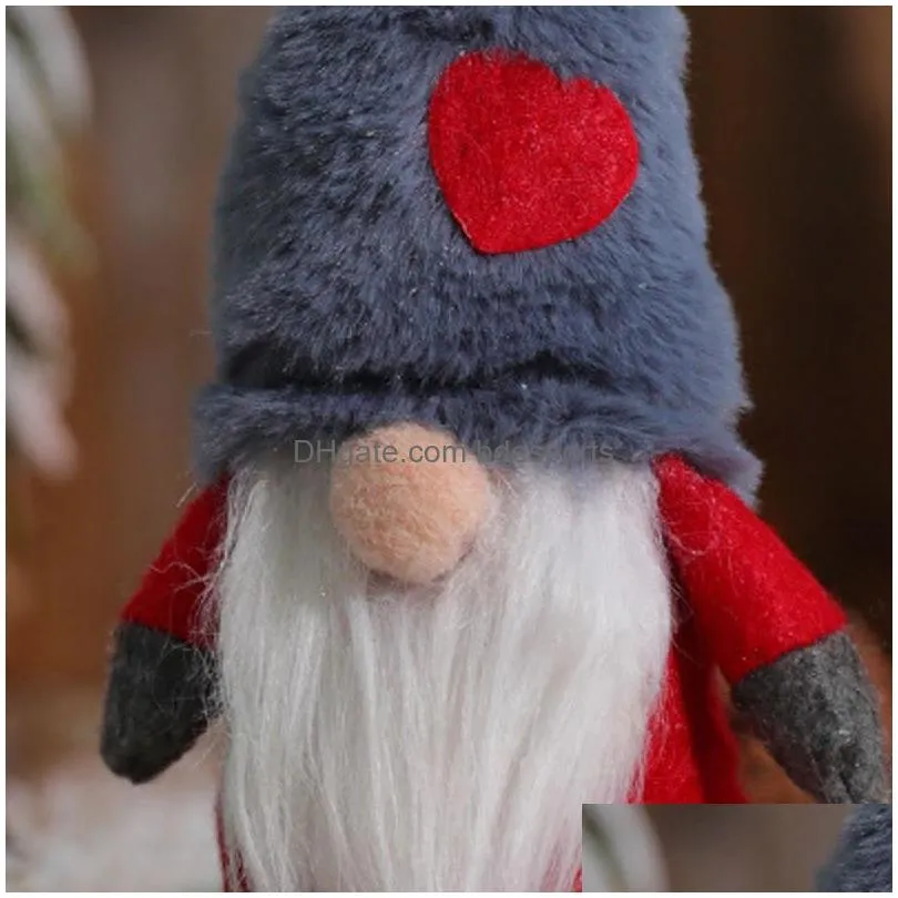 christmas ornaments cute heart hats white bearded faceless old man gnome dolls elf plush doll xmas gifts for kids table decoration home decor 7 8qy1