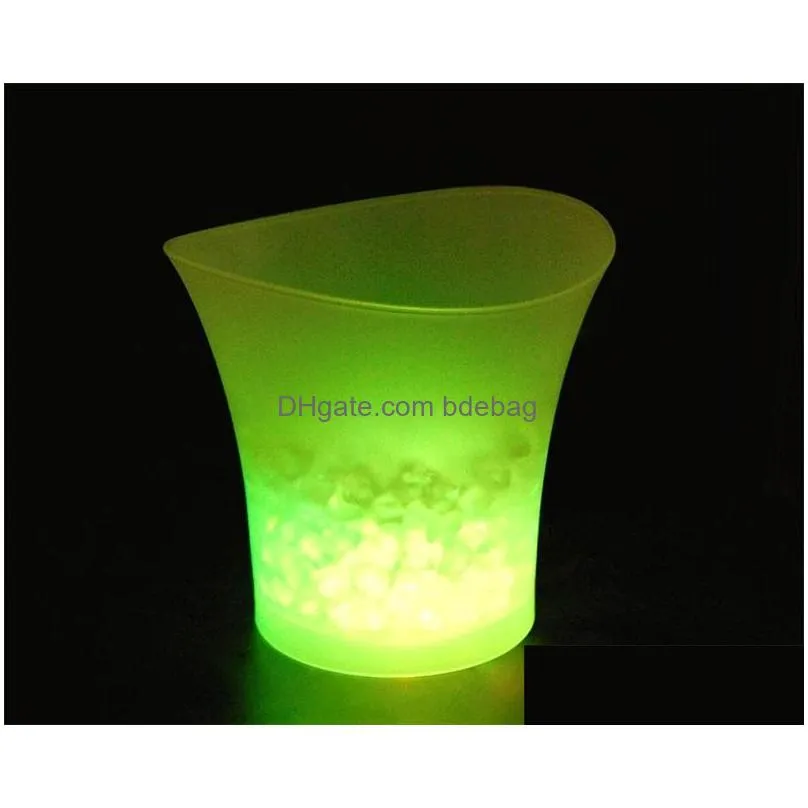 led light ice buckets color changing 5l round plastic waterproof beer bucket fashion bar night party luminous cooler decororations 45kf