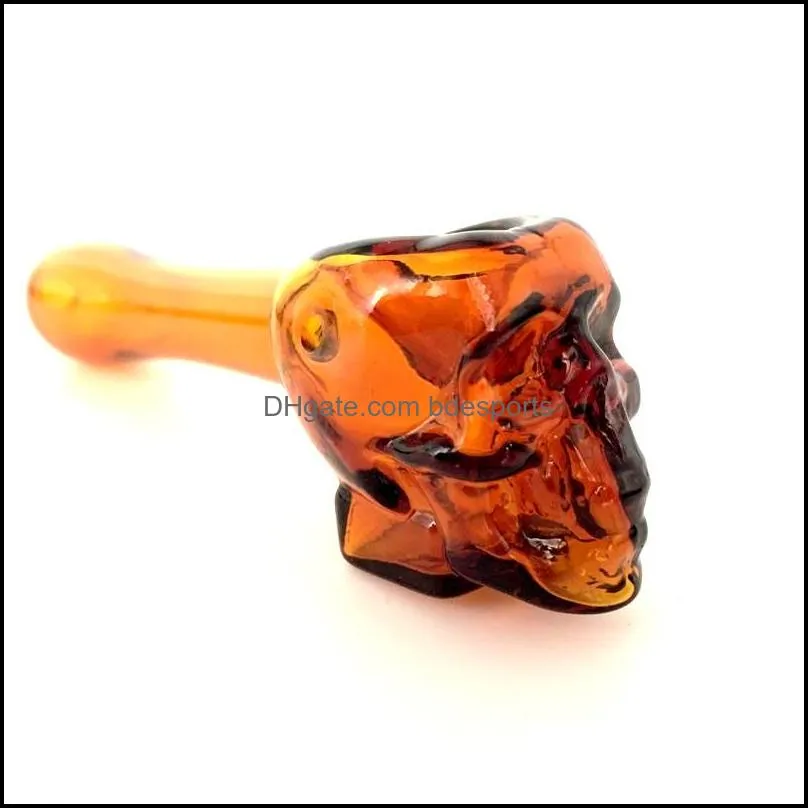 pyrex glass oil burner pipes high quality thick skull smoking hand spoon pipe 4 inch 26g tobacco dry herb hookahs bong bubbler 6026 q2