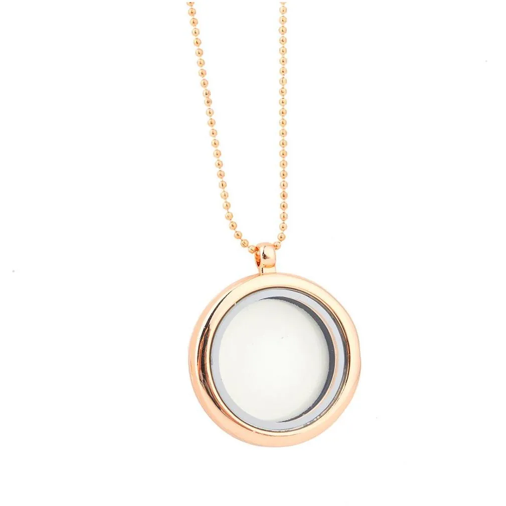 25mm/30mm living floating memory glass locket necklace diy round locket pendant necklaces friendship jewelry