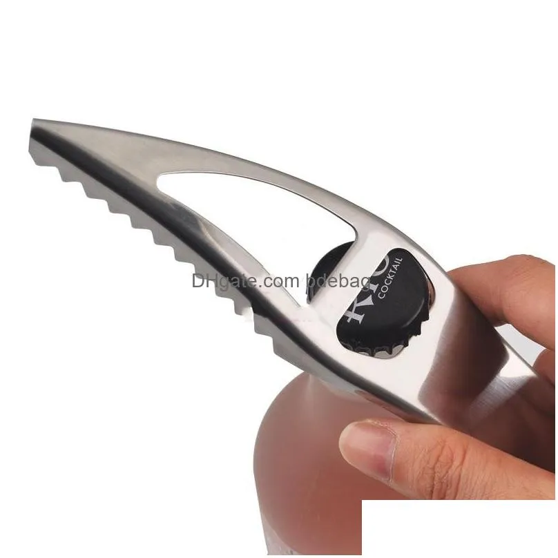 stainless steel bottle opener multi function eco friendly scale scraper practical relaxed corkscrew pattern 2 8cy j1