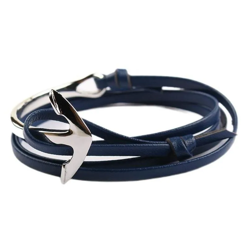 alloy anchor charm bracelets for women men multilayer leather bracelet fashion jewelry