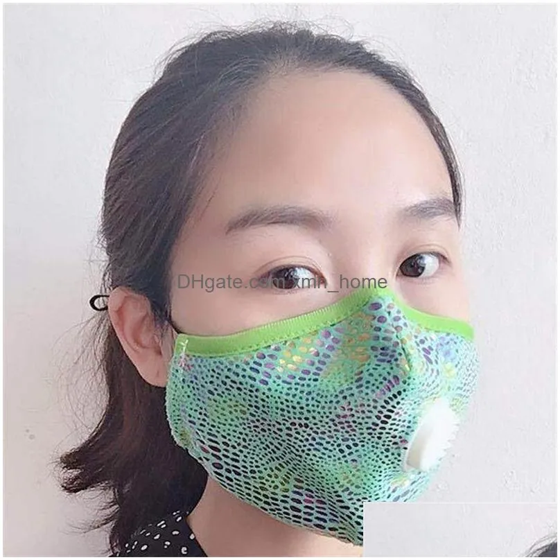 glittery protective respirator 6 colors adjustable ear rope anti pm2.5 dust mouth masks unisex face mask with valve factory direct 10xh