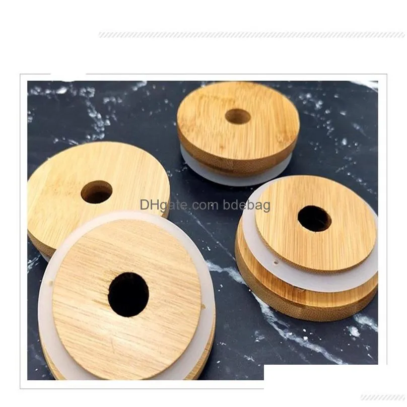 bamboo tumbers covers bottles caps wooden circular hollows mason jar lid sealing strips cups 7cm 8cm 3 8hx c2