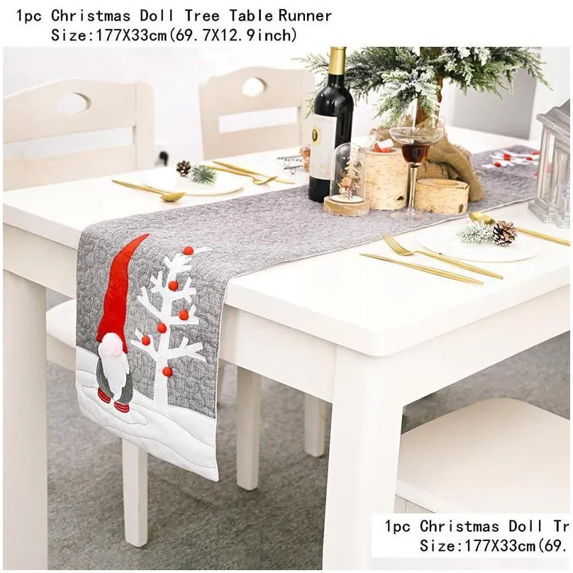 christmas decorations gift linen elk snowman table runner merry decor for home 2022 xmas ornaments years 2021 navidad