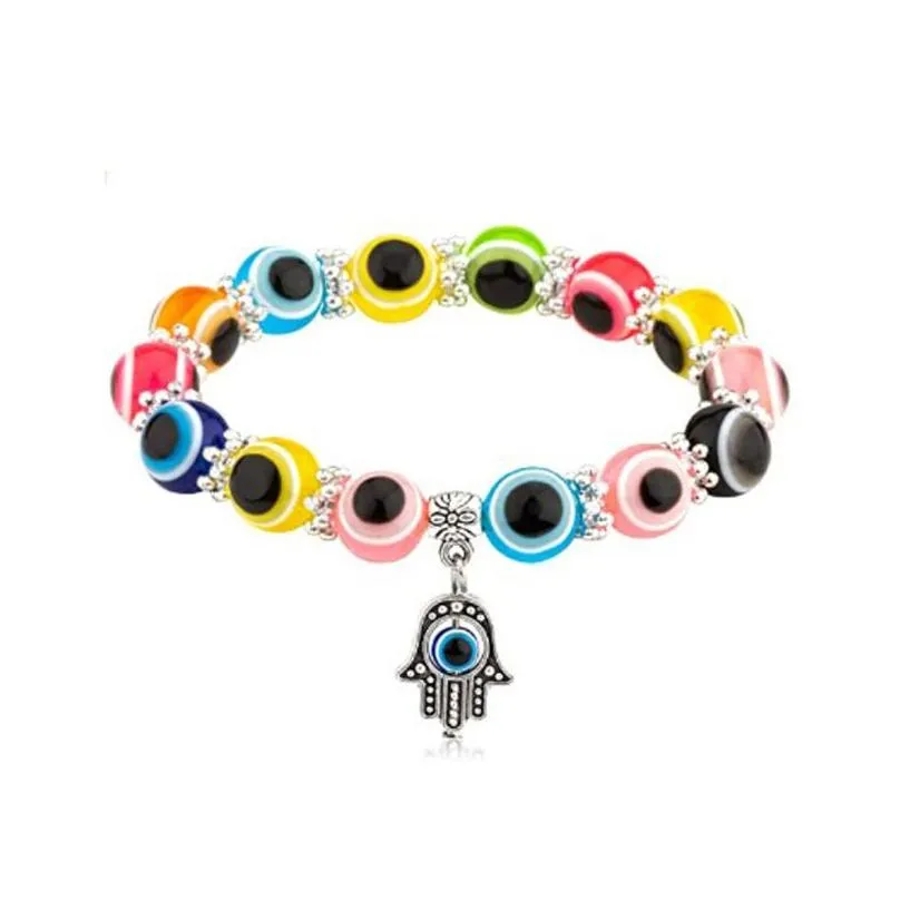 evil eye beads strand bracelets fatima hand charm bead bracelet turkish good luck protection beaded jewelry