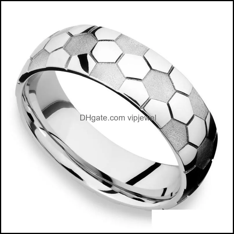 stainless steel football band ring sport pattern rings for wome men fashion jewelry