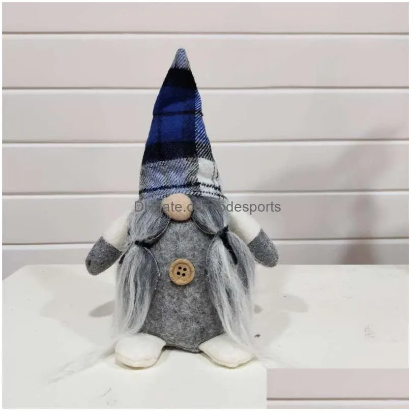 4 styles  plaid christmas decorations dolls figurines handmade gnome faceless plush nomes for ornaments gifts kids xmas