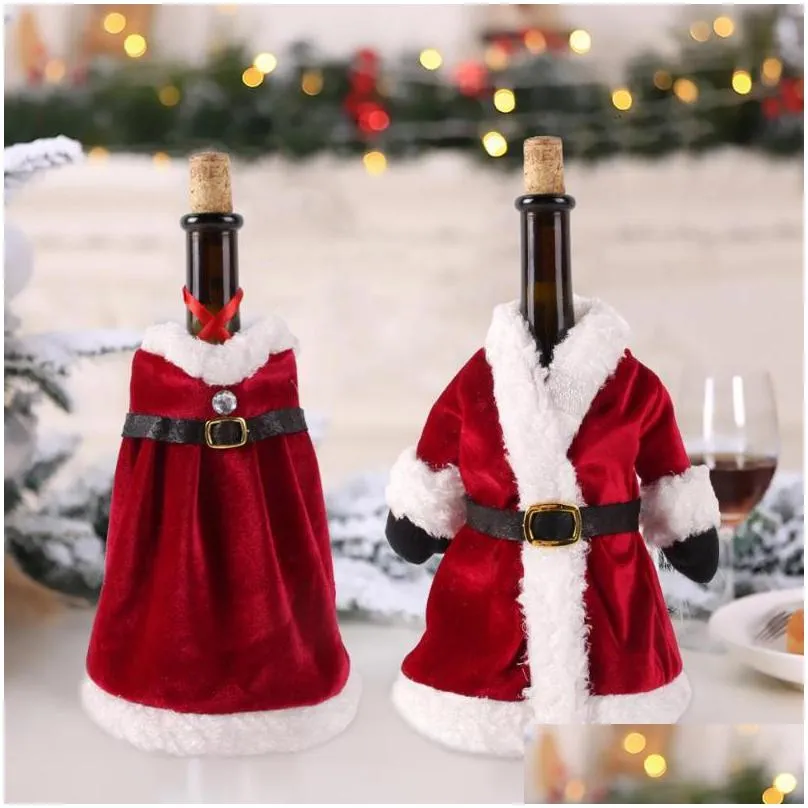 christmas decorations wine bottle cover merry decor for home 2021 navidad noel ornaments xmas gift happy year 2022