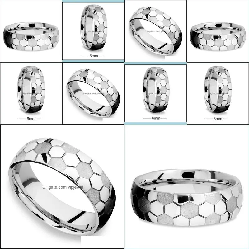 stainless steel football band ring sport pattern rings for wome men fashion jewelry