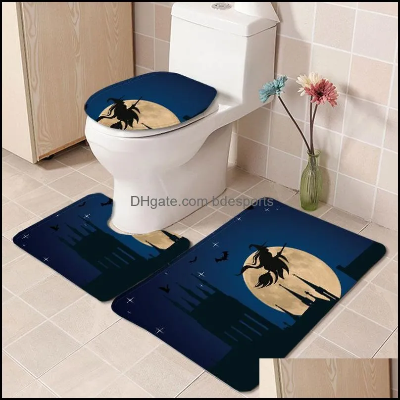 bath accessory set house decor closestool mat floor mat sets 3pc halloween decorations for home festival accessories 19 5ty d3