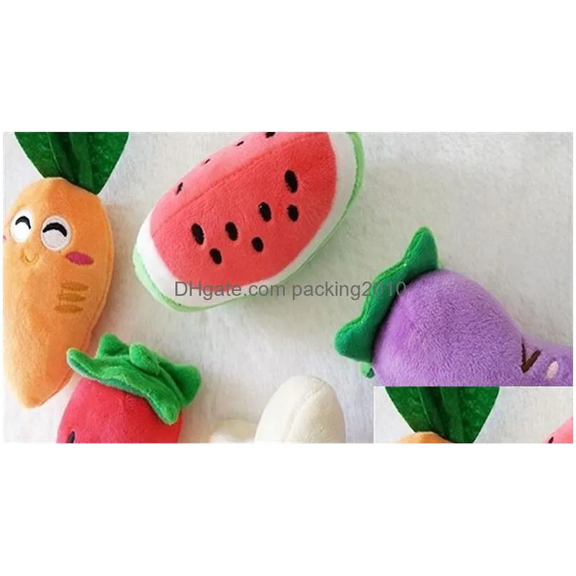 pet chew squeaker teething squeaky plush sound fruits vegetables shape dog teethers toy for pets teeth care 2 8em zz