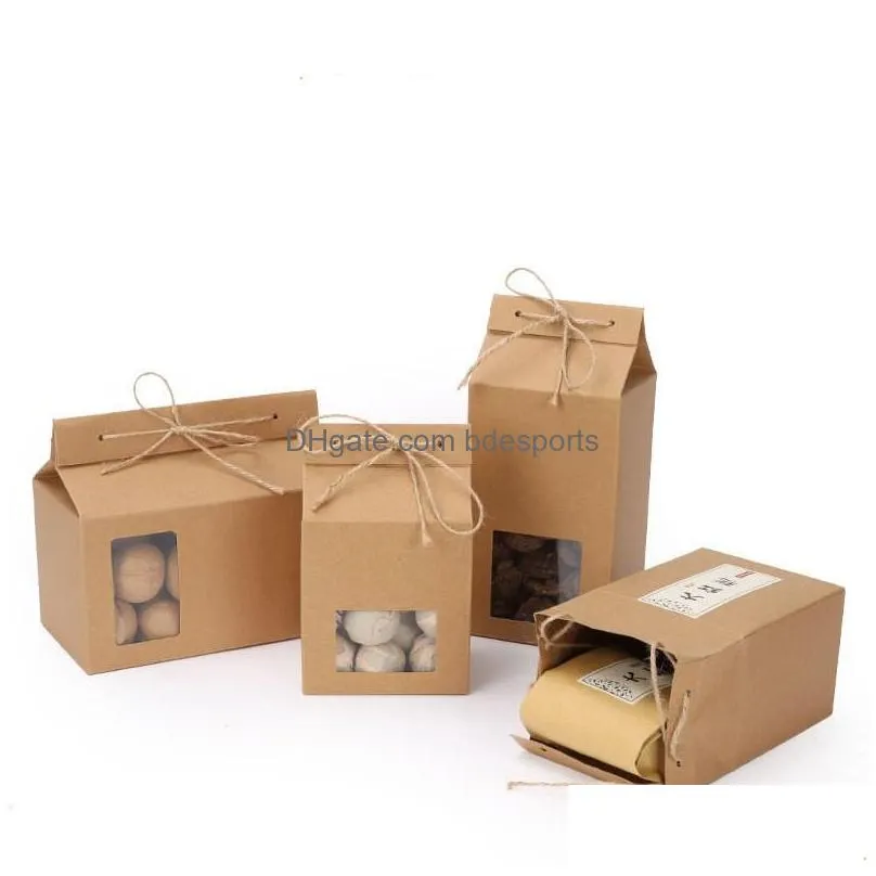 tea packaging box cardboard kraft paper bag folded food nut tea box food storage standing up paper packing bag 93 g2