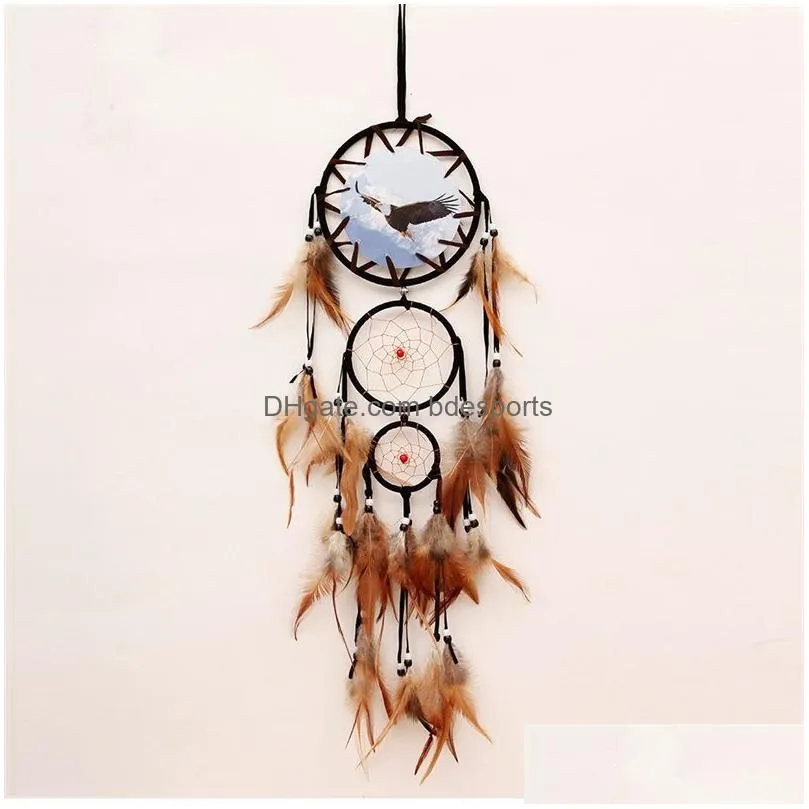 home decor indian wolf dream catcher with brown feathers dreamcatcher bead beautiful home hanging decoration fashion handmade ornament gift 20220906