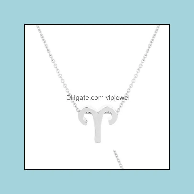 12 horscope signs necklace silver gold chains constell necklaces pendant women fashion jewlery