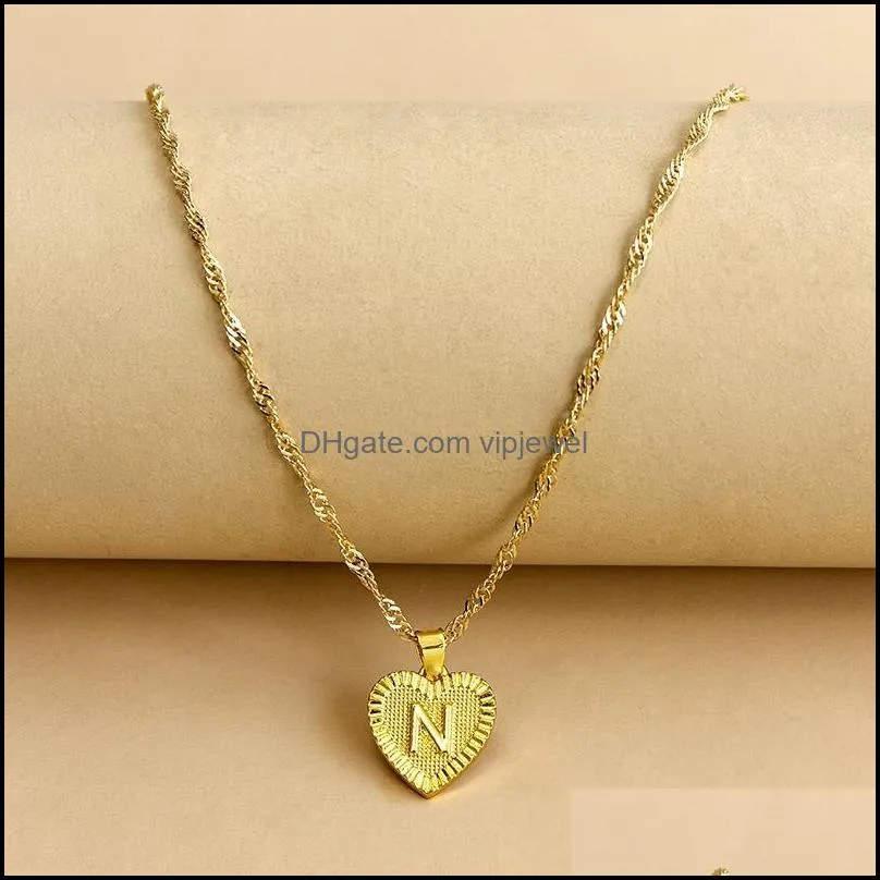 gold english initial necklace letter heart pendant necklaces chains for women fashion jewlry gift
