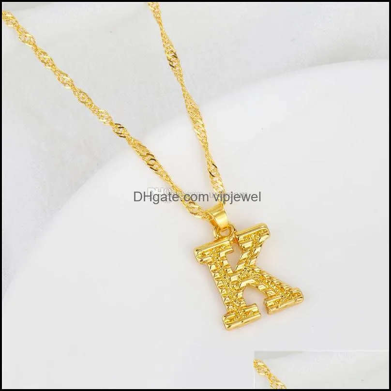 26 az hip hop english initial pendant necklace gold chains letter women mens necklaces fashion jewelry gift
