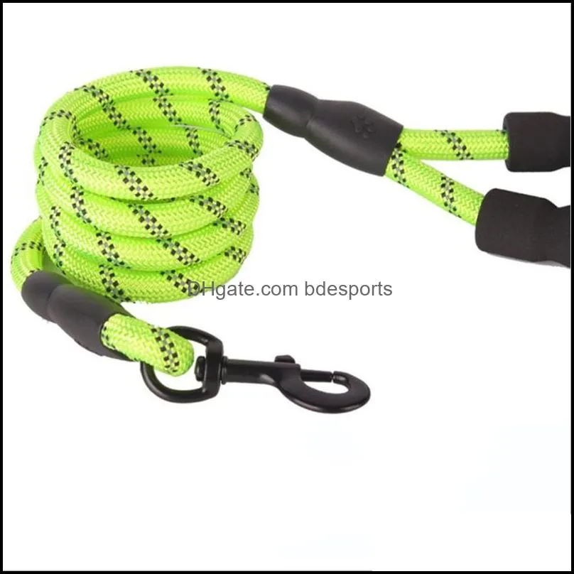 new pet supplies hook circular rope dog traction rope with safe reflective light dog chain dog nylon belt suitable for medium/la 23 j2