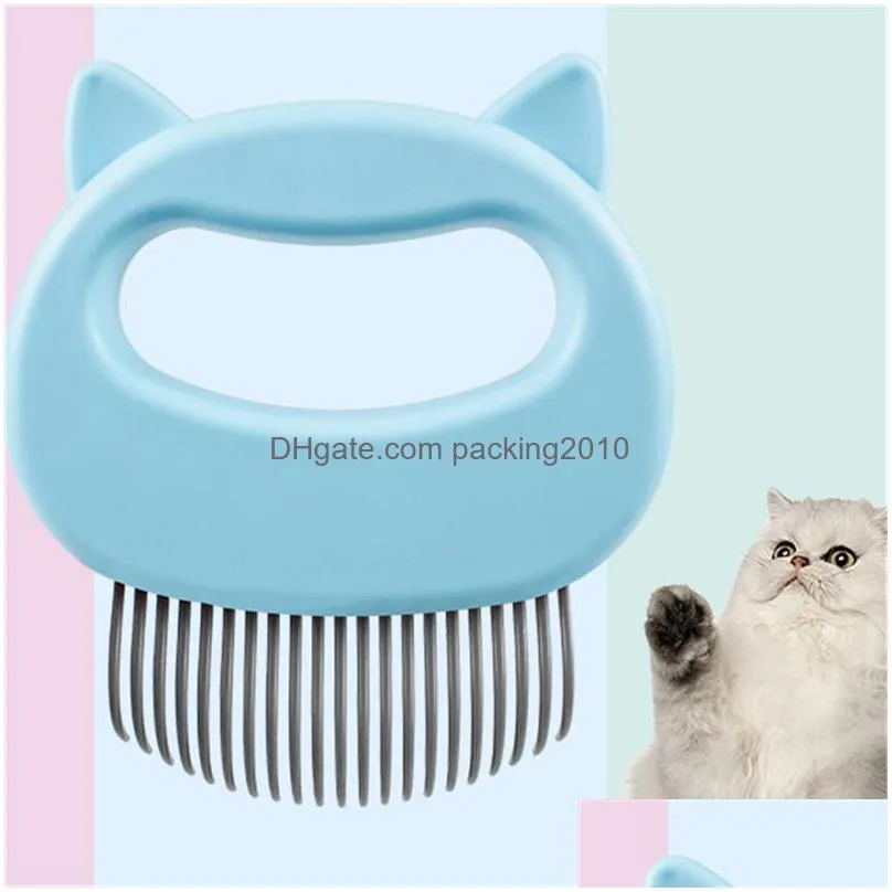 pet massage brush removal comb shell shaped handle pet grooming massage tool remove loose hairs for cats pet cleaning supplies 243 n2