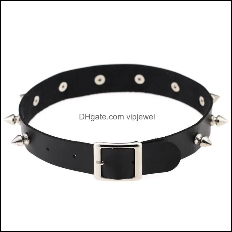 gothic sticker choker necklace nail leather pin buckle collar necklaces women fashion jewelry