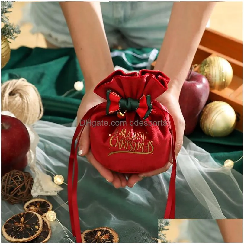christmas decor gift bag creative design red green  candy box storage flannelette drawstring bag decorations for home 3 1xy d3