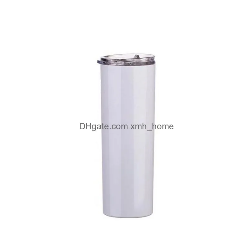 flat 20oz water cups home sublimation blanks stainless steel tumblers insulated mug no handle vehicle seal up straights slims lid straw