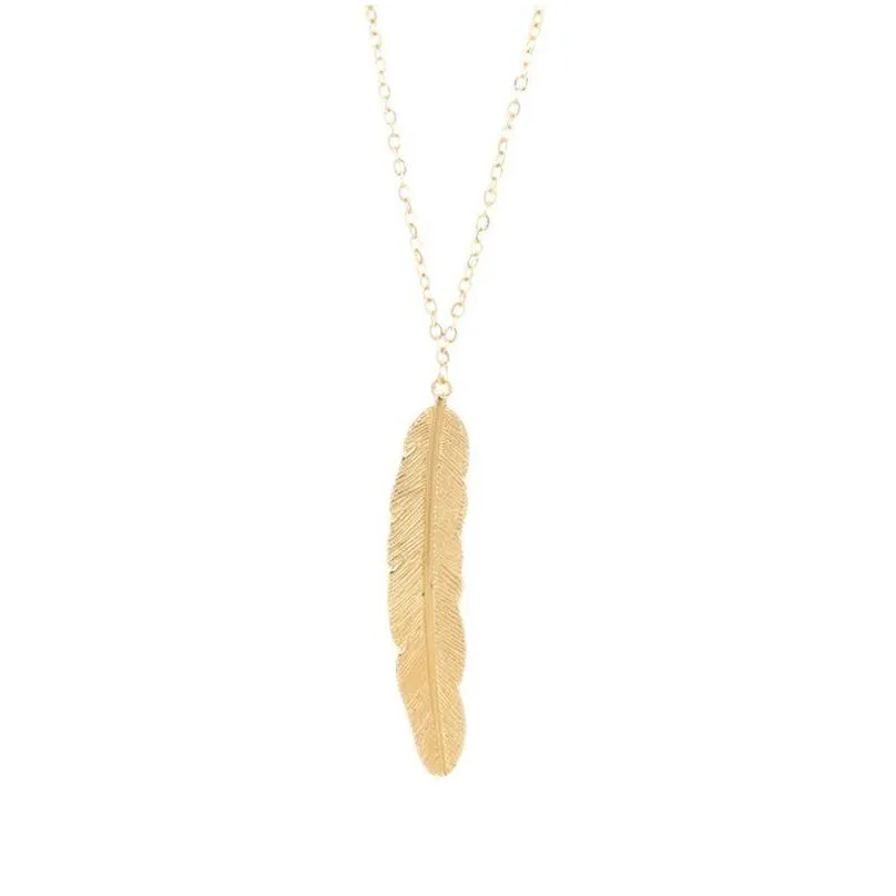 fashion feather necklaces for women teen girls long leaf pendant sweater chain necklace