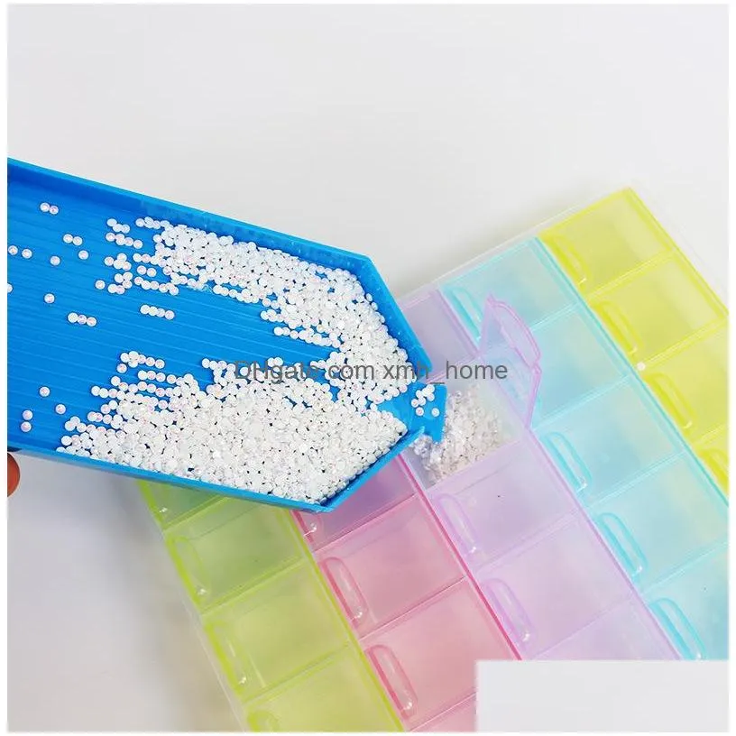 storage boxes bins plastic drill plate tray with gate diy diamond painting embroidery accessories bead sorting trays rhinestone 904 b3
