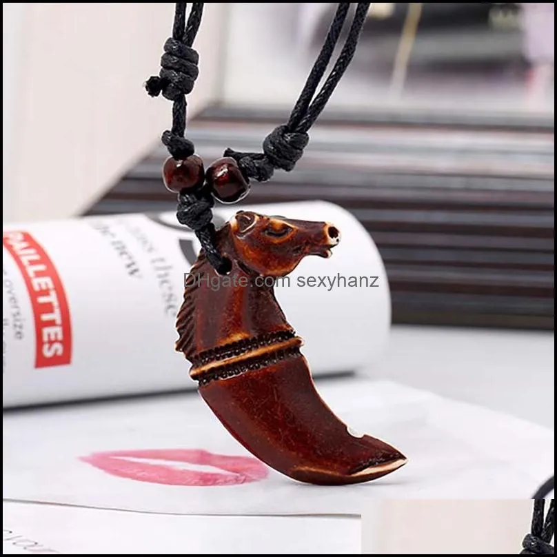 art animal horse necklaces horse head pendant adjustable long chain fashion jewelry necklace for women men fashion jewelry home decor