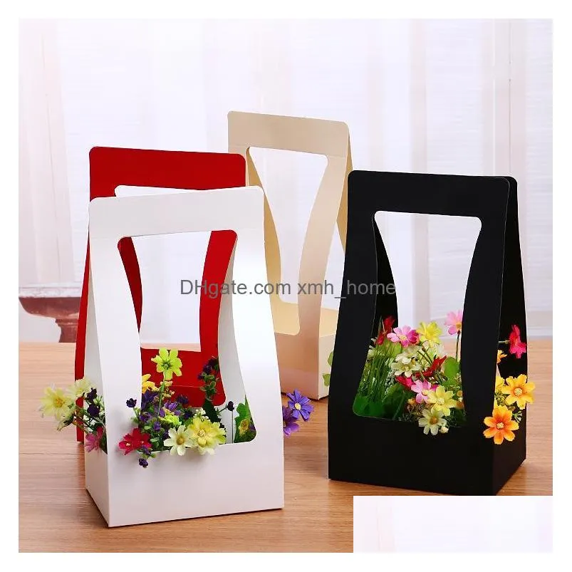 paper flower wrapping basket foldable hand held gift box portable flowers storage baskets thickening design for hanging arrival 3zg