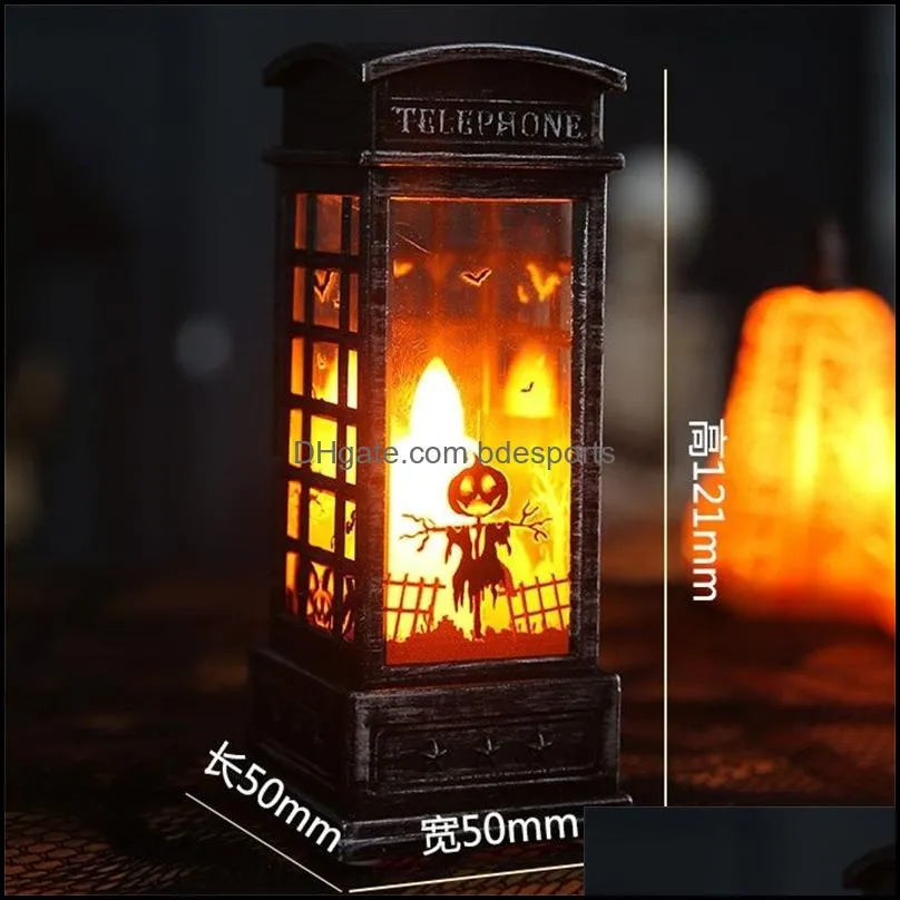 party decoration 1pcs halloween decorative pumpkin lamp retro telephone booth glowing night light table lamps decor propsn 1982 e3