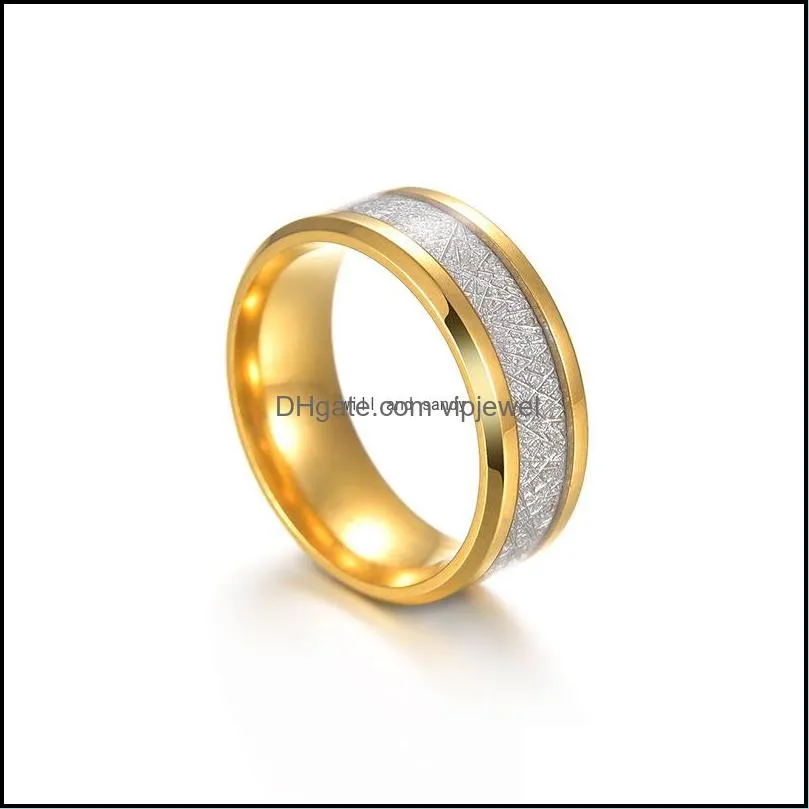 ice silk foil gold silver blue black color stainless steel ring band finger for men women hip hop jewelry fashion