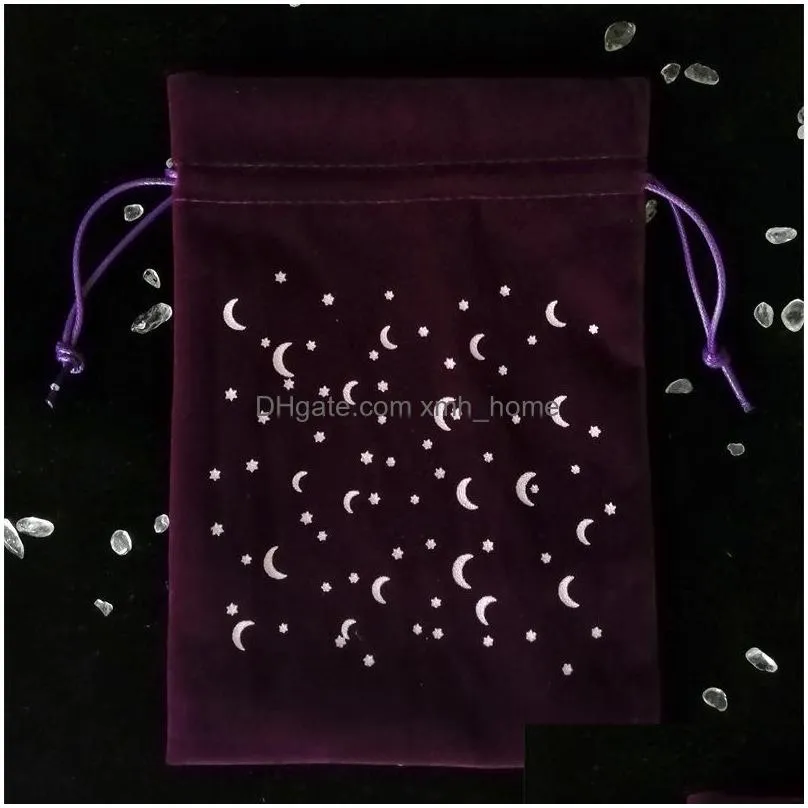 flannelette jewelry storage bag star moon printing drawstring gift pouch velvet thick packaging cloth bags 2 color 4ms g2