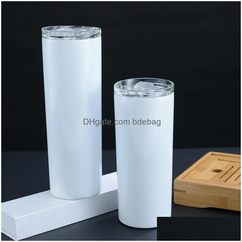 20oz sublimation blanks stainless steel straight water bottle sublimations tumblers insulated cups with straw heat transfer cup mugs
