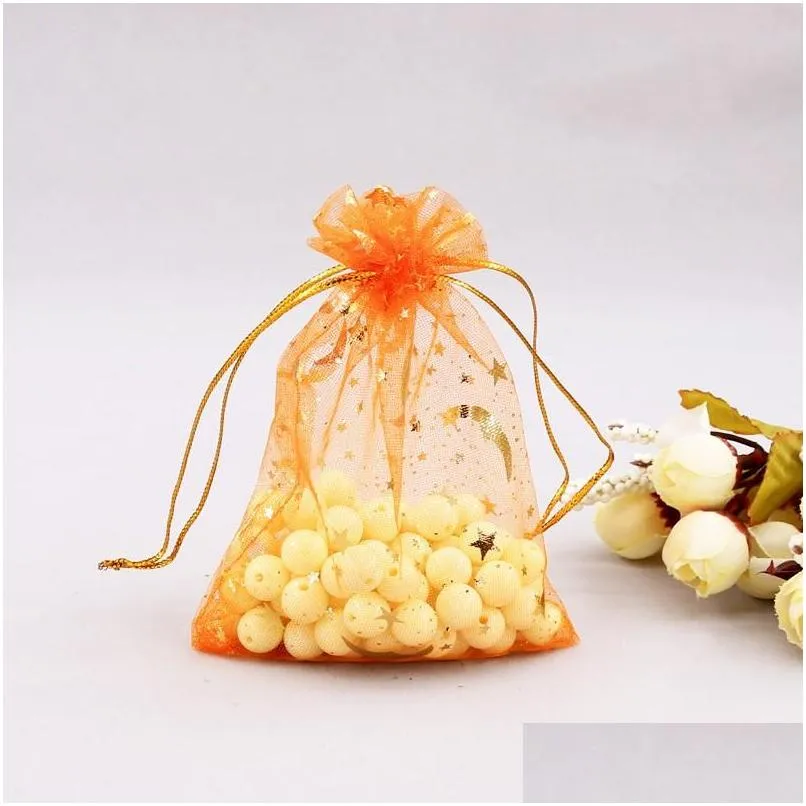 organza drawstring favor gift bag candy stars moon plated gold gauze pouch jewelry candy bags thin transparent high quality 0 23ko4 g2