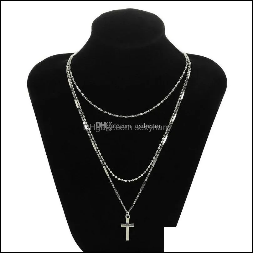 multilayer juses cross pendant necklace gold chain chokers necklaces woomen fashion jewelry