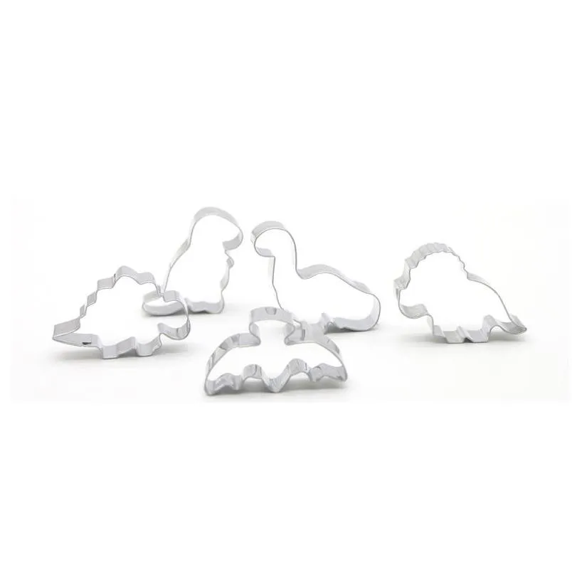 stainless steel dinosaur moulds biscuits 5pcs to a set mold opp packing molds sell well with high quality 4 8mj j1