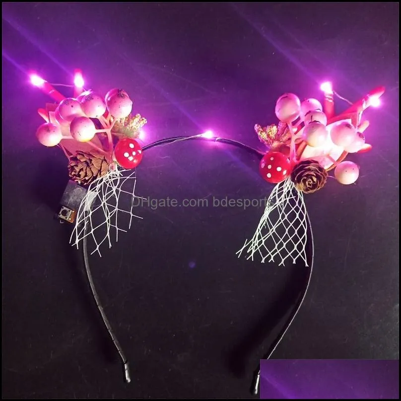christmas decoration supplies lighted headband elk berry deer horn headwear party decor novelty gifts 16hl d3
