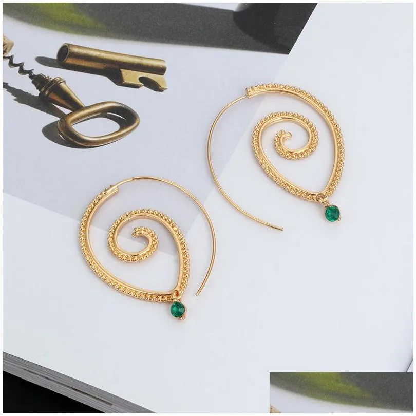 bohemian vintage hoop earrings spiral circles earring for women fashion jewelry